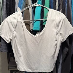 Lululemon Athletica White V-Neck Crop Top